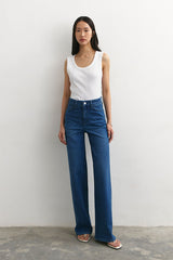 Carly Denim Pants | Medium Blue