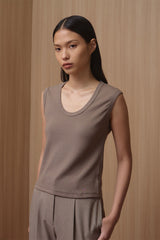 Casey Tank - Crew Neck | Beige