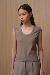 Casey Tank - Crew Neck | Beige