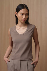 Casey Tank - Crew Neck | Beige