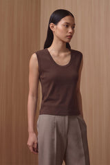 Casey Tank - Crew Neck | Brown