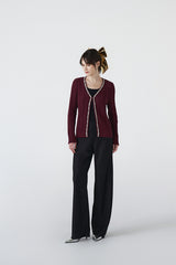 Claus Cardigan With Rhinestones | Maroon