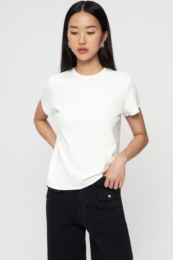 FIONA  | Regular Fit Crew Neck T-shirt in White