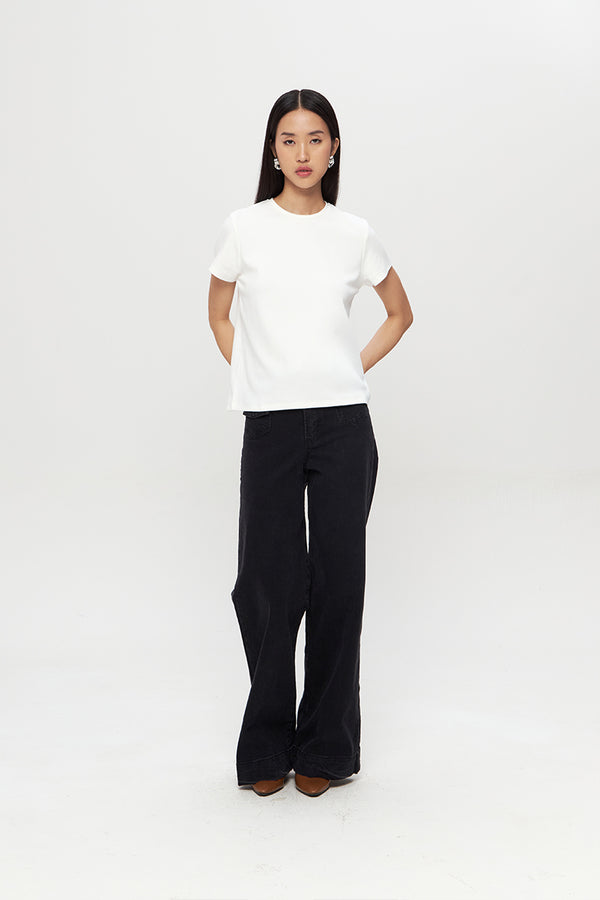 FIONA  | Regular Fit Crew Neck T-shirt in White