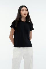 FIONA  | Regular Fit Crew Neck T-shirt in Black