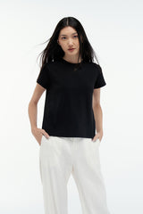 FIONA  | Regular Fit Crew Neck T-shirt in Black