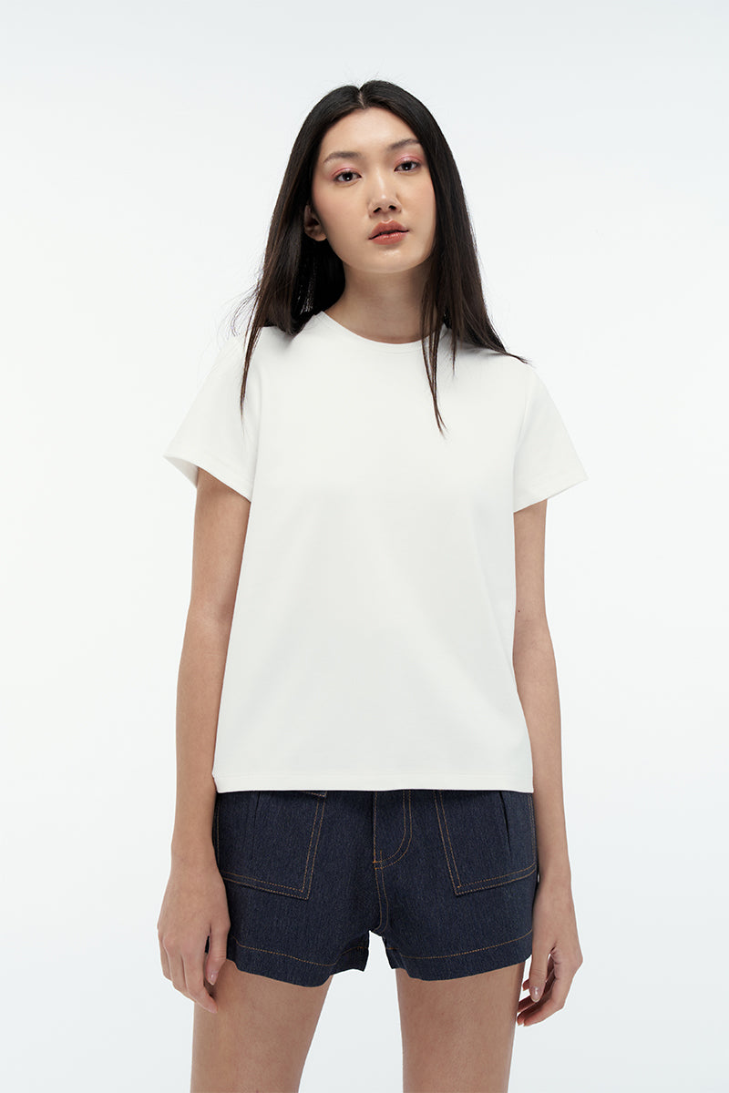 FIONA  | Regular Fit Crew Neck T-shirt in White