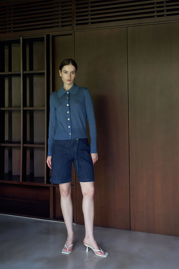 Greno Cardigan Top  | Blue