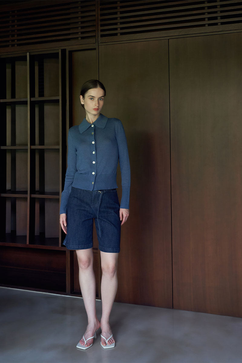 Greno Cardigan Top  | Blue