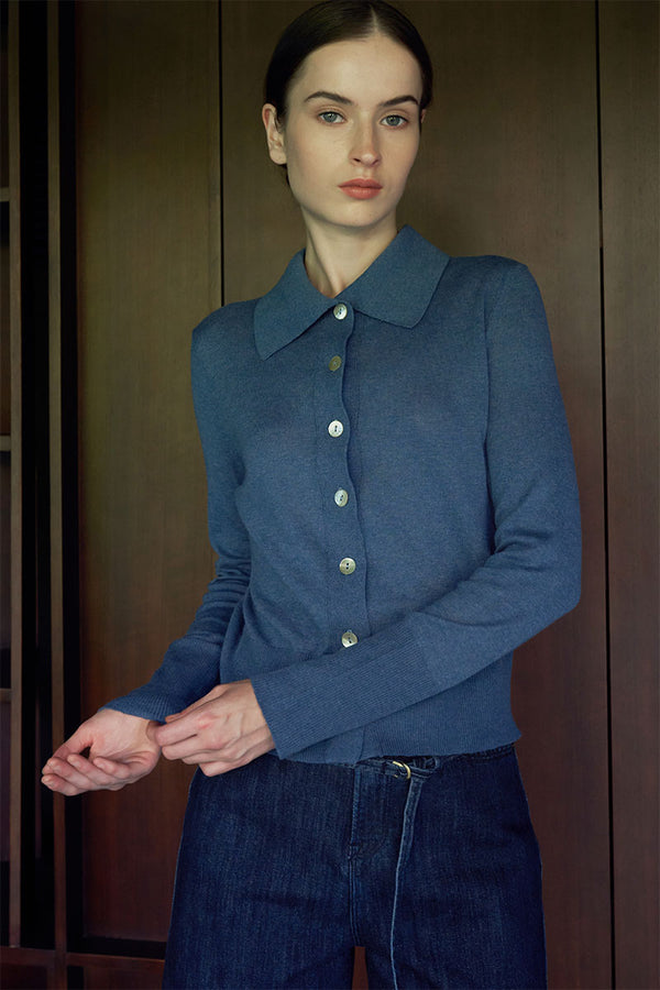 Greno Cardigan Top  | Blue