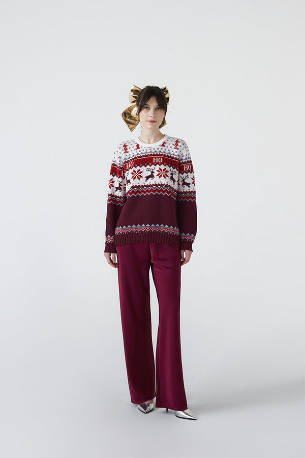 Hoho Sweater | Maroon Multi