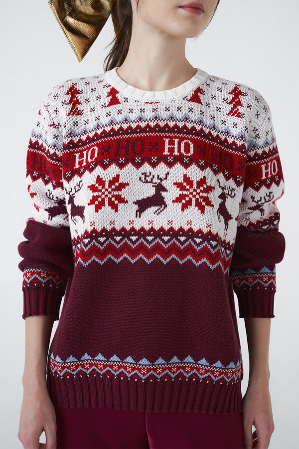 Hoho Sweater | Maroon Multi