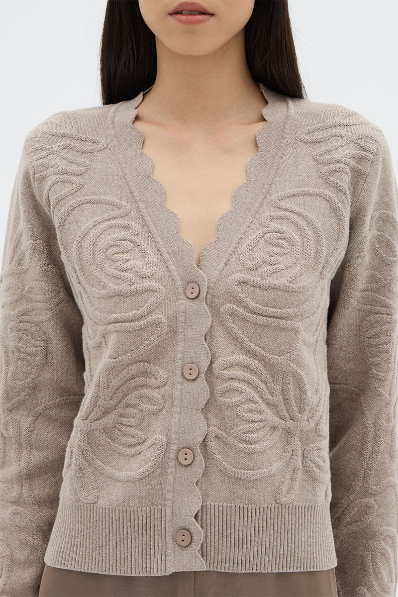 トゥデイフル　Volume Handknit Cardigan Hale Cardigan - Rainer Jacquard | DÔEN