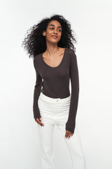 RACHEL | Slim Fit Scoop Neck in Dark Grey