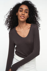 RACHEL | Slim Fit Scoop Neck in Dark Grey