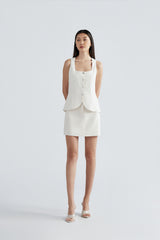 Lucca Linen Vest | White