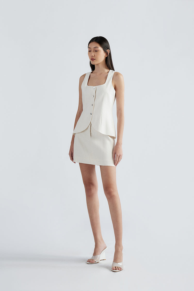 Lucca Linen Vest | White