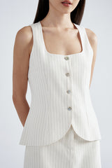 Lucca Linen Vest | White