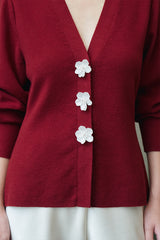 Luna Cardigan Top | Maroon