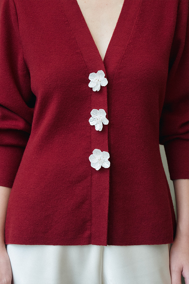 Luna Cardigan Top | Maroon