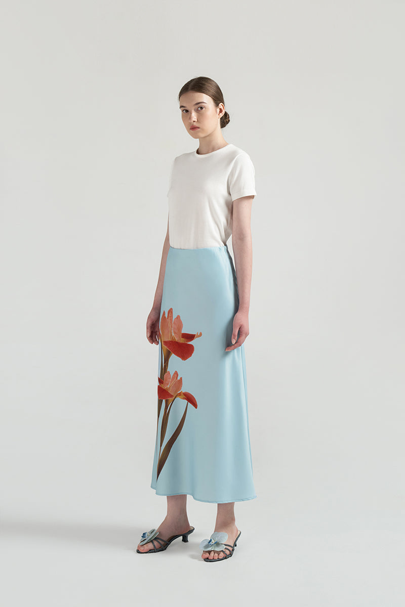 Mimosa Satin Skirt | Blue