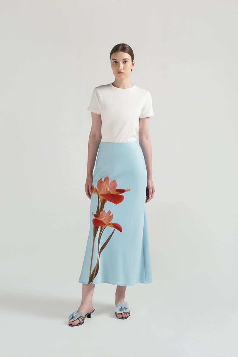 Mimosa Satin Skirt | Blue