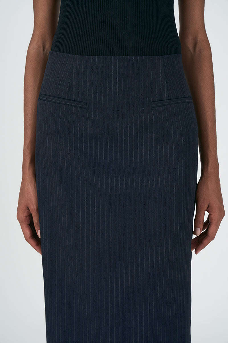 Pragh Skirt Navy Stripe