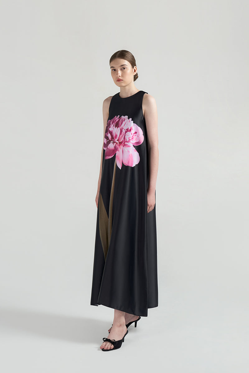 Prairie Satin Dress | Black