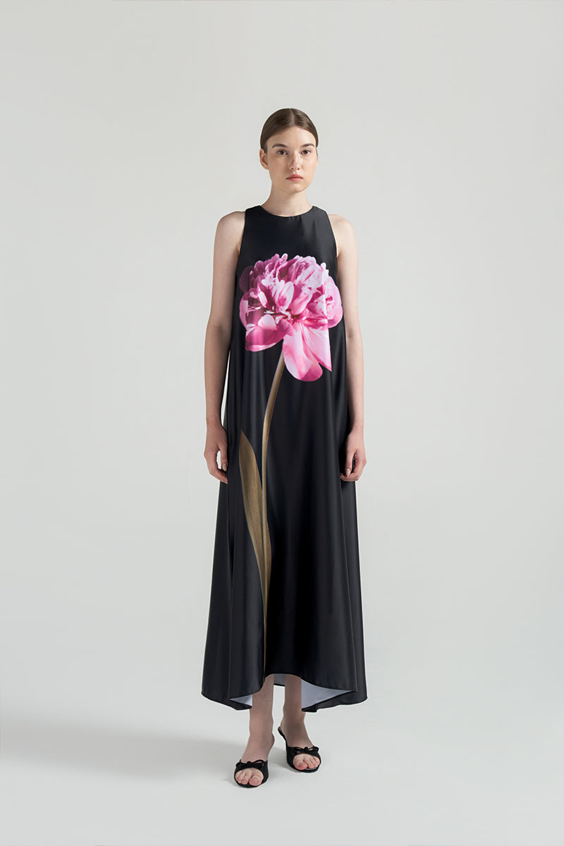 Prairie Satin Dress | Black