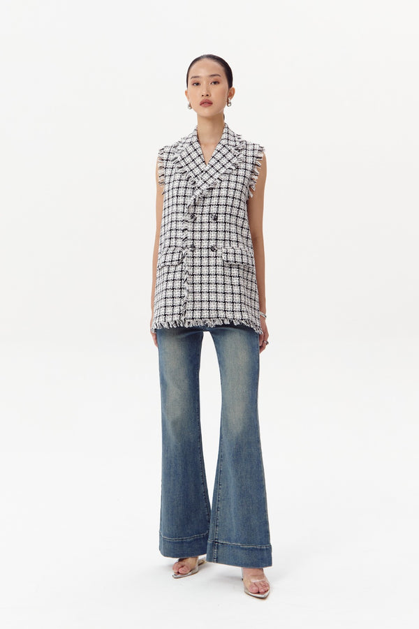Selna Tweed Vest | White Multi