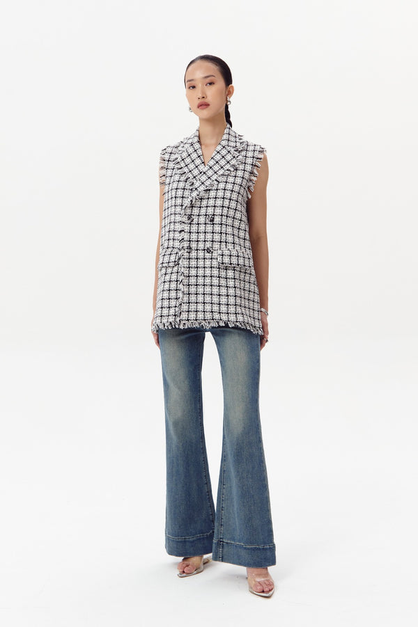 Selna Tweed Vest | White Multi