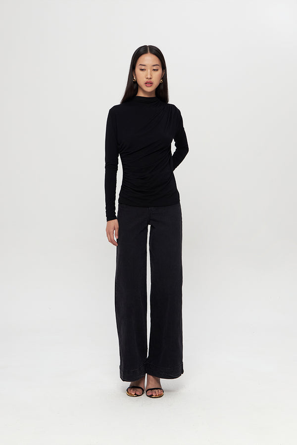 Sienna Draped Top Black | BACK IN STOCK