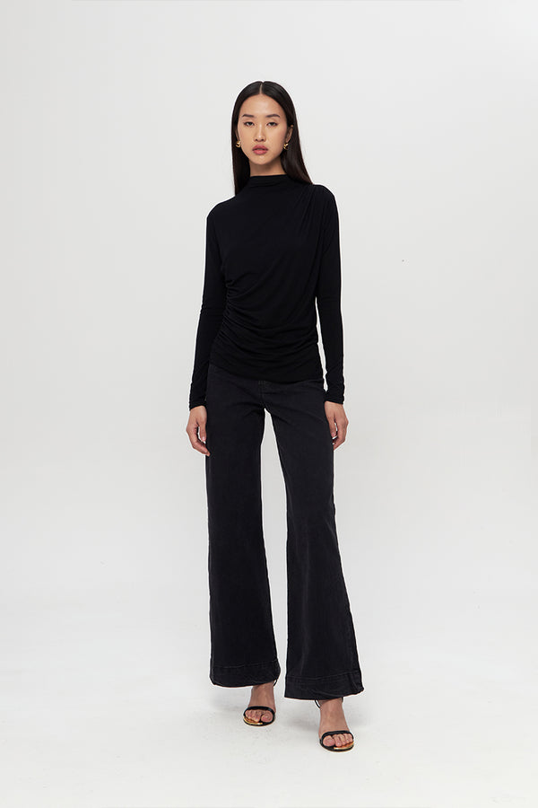 Sienna Draped Top Black | BACK IN STOCK