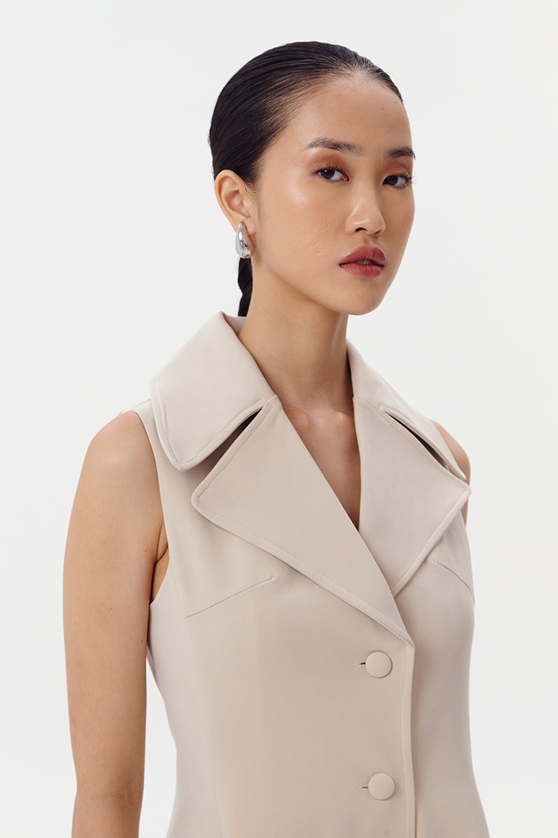 Verso Trench Vest Dress | Beige Duma Official Verso Trench Vest Dress | Beige Duma Official