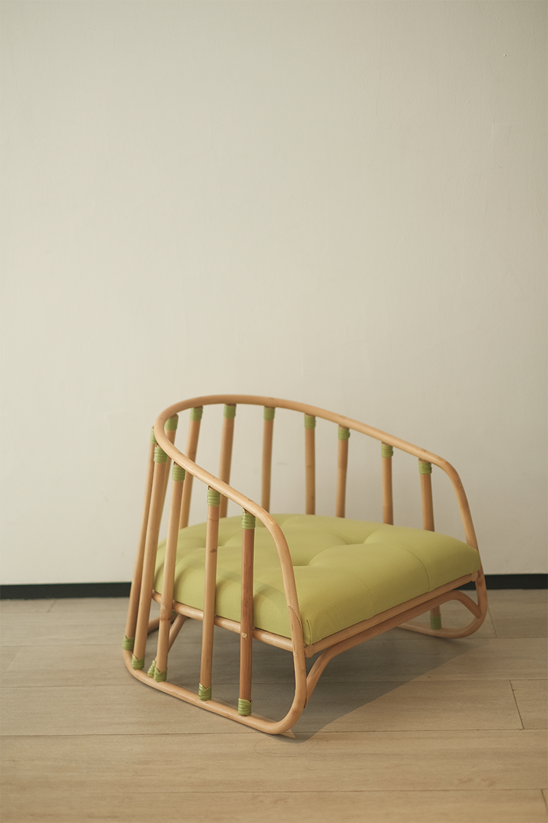 Louis Rattan Green Armchair for Kids